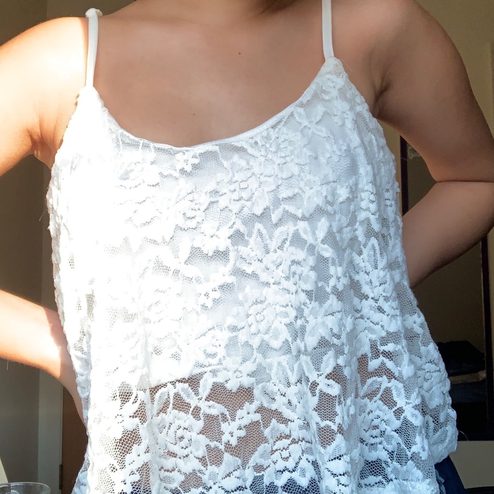 Cute floral white crop top